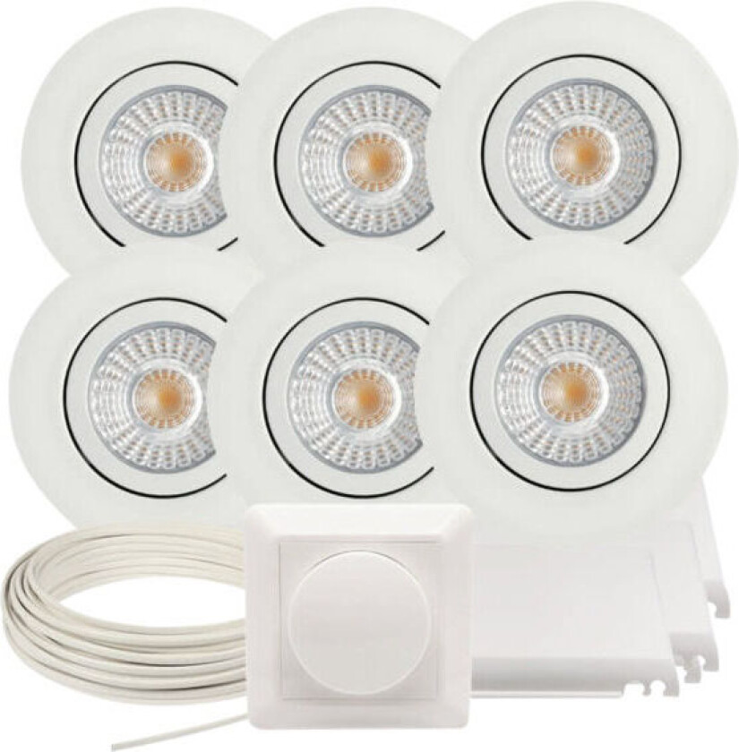 Namron Downlightpakke Alto Tilt LED Matt Hvit 6 pk - 89445