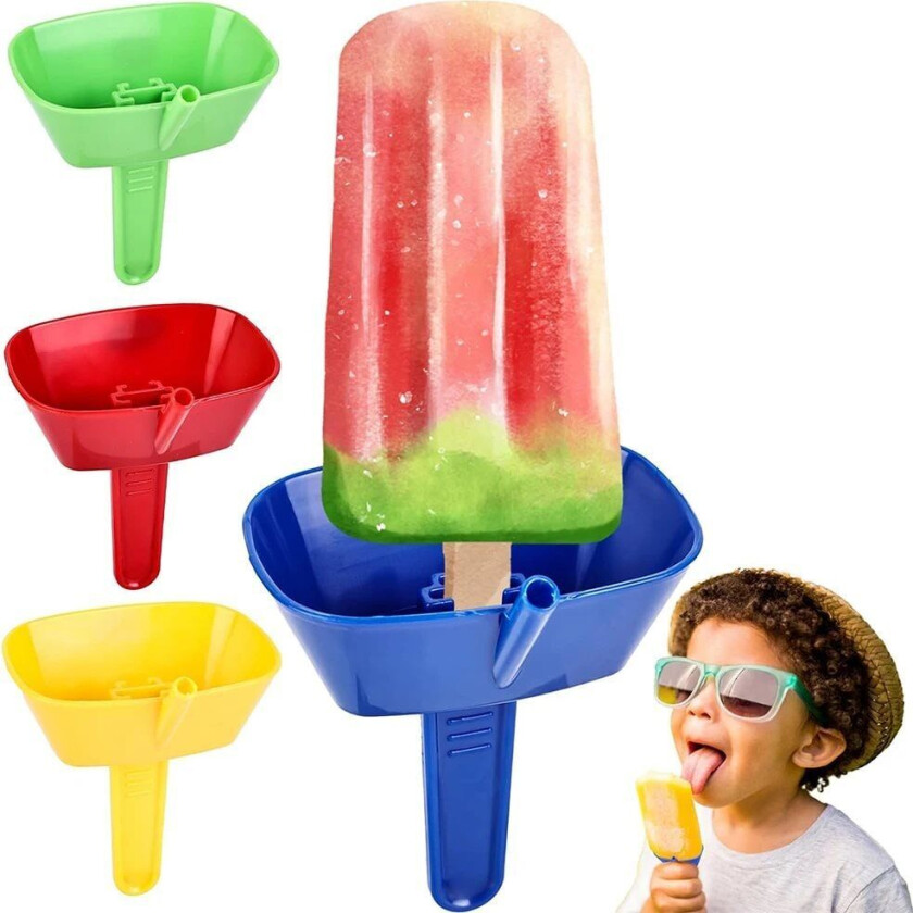 4 deler Bærbar Popsicle Protectors Drip Guard Holder for Barn Ice Cream Håndholdt Ice Cream NoDrop Holder