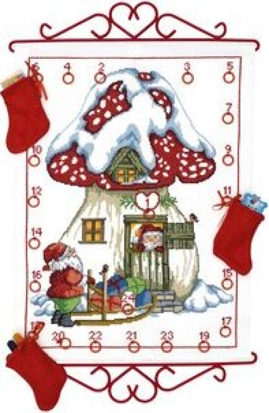 Broderisett Aida Julekalender Fluesopphus 32x42cm