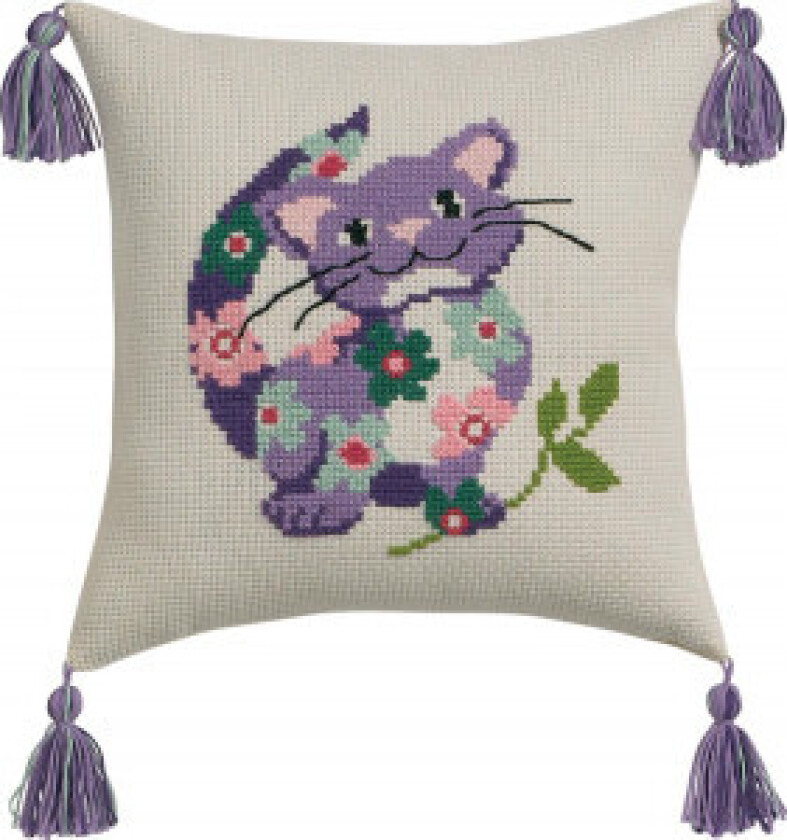 Broderisett Aida Pute Katt 30x30cm