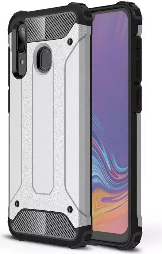 Samsung Galaxy A30 Armor Guard Hardt Plastdeksel - Sølv