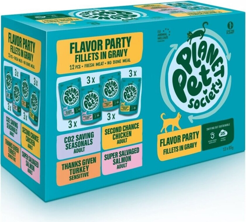 Planet Pet Society Cat Adult Flavor Party Multipack 12x85 g