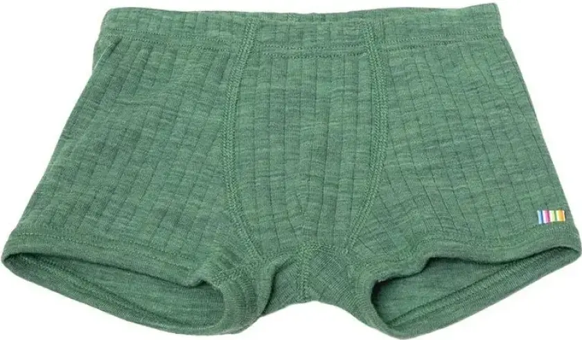 Boxershorts i grønn base 100 % merinoull - ribbet form | Joha | Barn | Grøn YD | størrelse 170 | 100% Merino Ull til