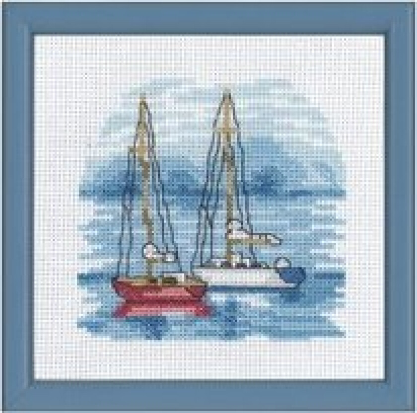 broderisett bilde rødt seilskip 13x13 cm