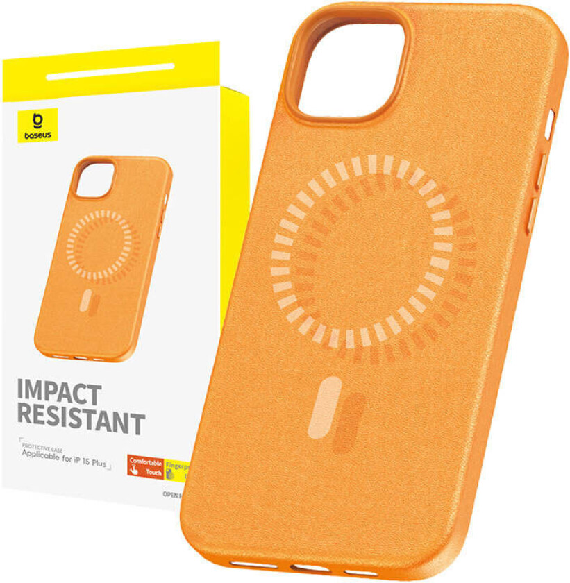 Magnetic Phone Case for iPhone 15 Plus Fauxther Series (Orange)