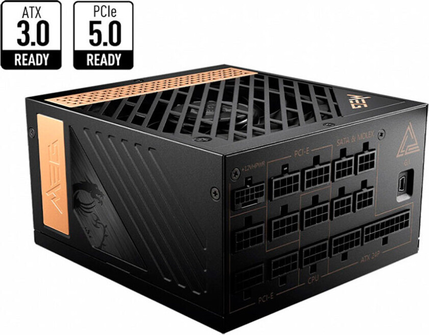 MEG Ai1300P PCIE5 Strømforsyning (PSU) - 1300 Watt - 120 mm - 80 Plus Platinum sertifisert