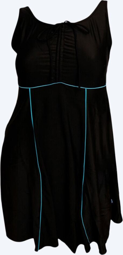 badedrakt med skjørt og ben til damer - Svart/lyseblå