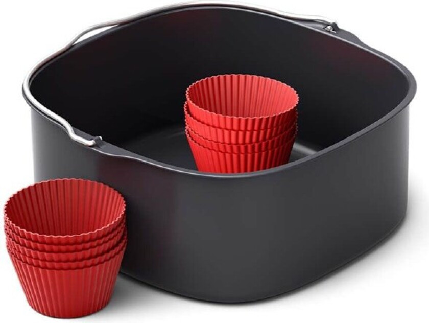 Airfryer-tilbehør HD9957/00 Bakesett XXL, Stegepande, , HD9285, HD963X, HD965X, HD975X, HD976X, HD986X, HD987X, Sort, Metall, 208 mm