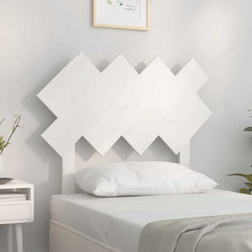 Sengegavl hvit 92x3x81 cm heltre furu