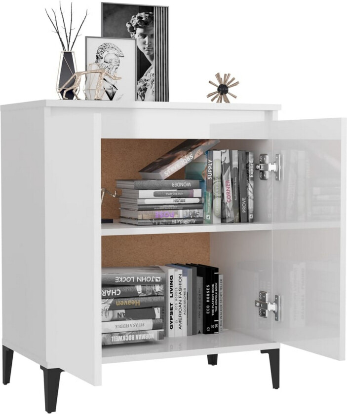 Skjenk høyglans hvit 60x35x70 cm sponplate