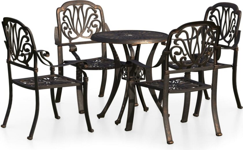 Bistrosett 5 deler støpt aluminium bronse