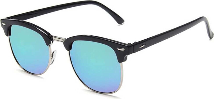 Black Clubmaster solbriller Green Mirror Glass + Senile String