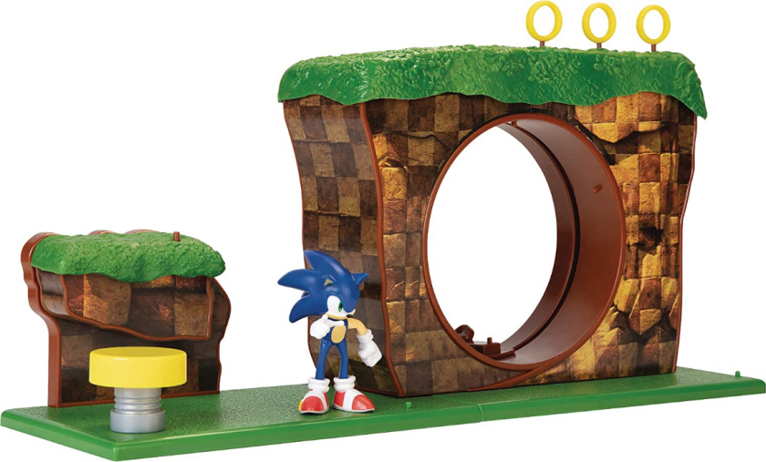 Sonic The Hedgehog Lekesett Med 6 Cm Figur - Green Hill Zone