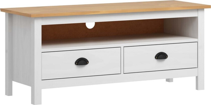 TV-benk Hill hvit 110x40x47 cm heltre furu