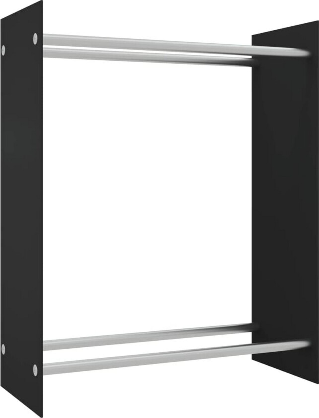 Vedstativ svart 80x35x100 cm herdet glass