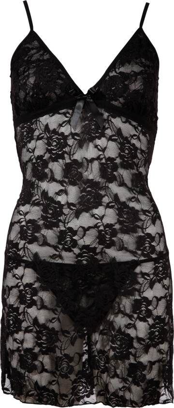 Blomster Blonde Chemise Sett - Svart - S