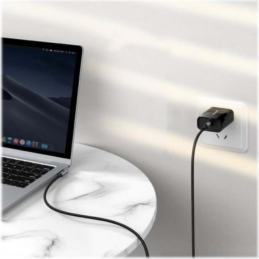 Ugreen - USB-kabel - USB-C (hann) høyrevinklet til USB-C (hann) rett - USB 2.0 - 20 V - 3 A - 1 m - USB Power Delivery (60W) - svart