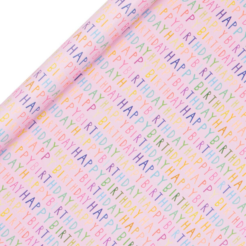 Gavepapir 4m H Bday Pink