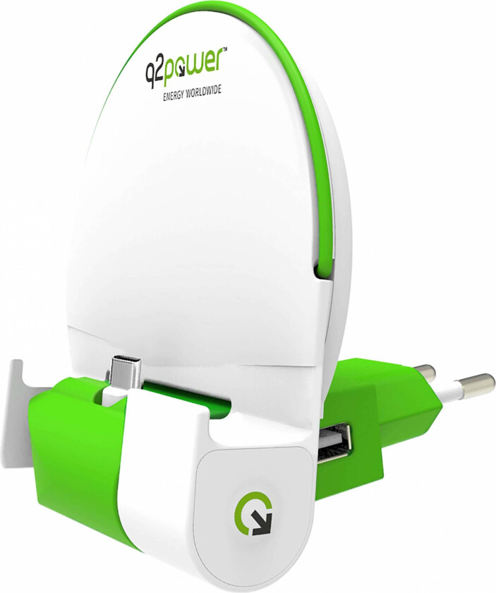 12 W Vegglader med USB-C & USB-A - Hvit / Grønn