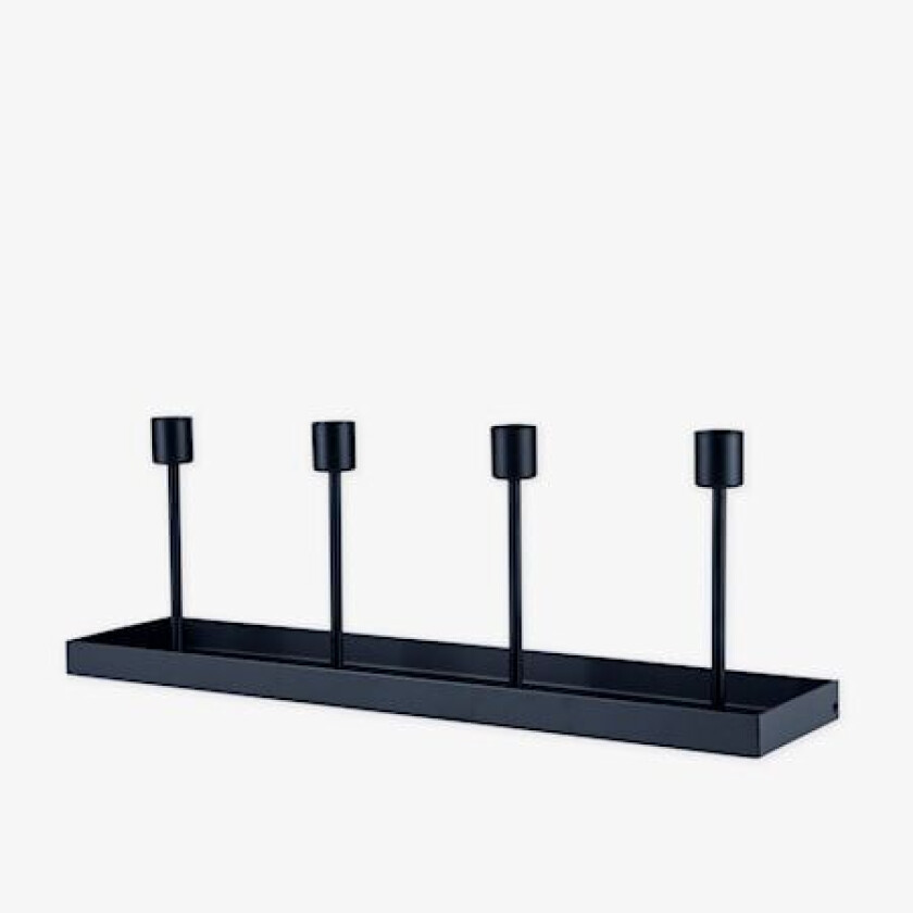 Lysestake metall 42 cm svart