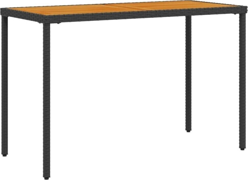 Hagebord med topp i akasietre svart 115x54x74 cm polyrotting