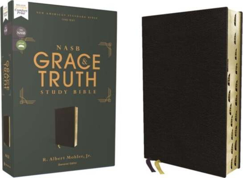 NASB, The Grace and Truth Study Bible, European Bonded Leather, Black, Red Letter, 1995 Text, Thumb