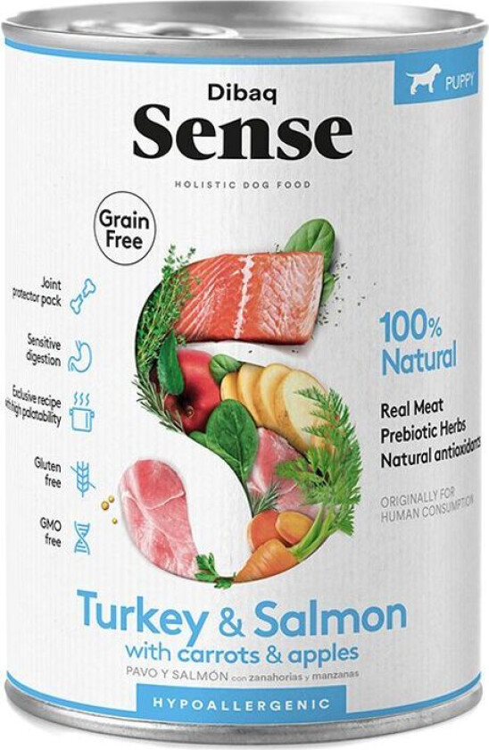 Dog Turkey & Salmon Puppy Våtfôr til Valp 12 x 380 g