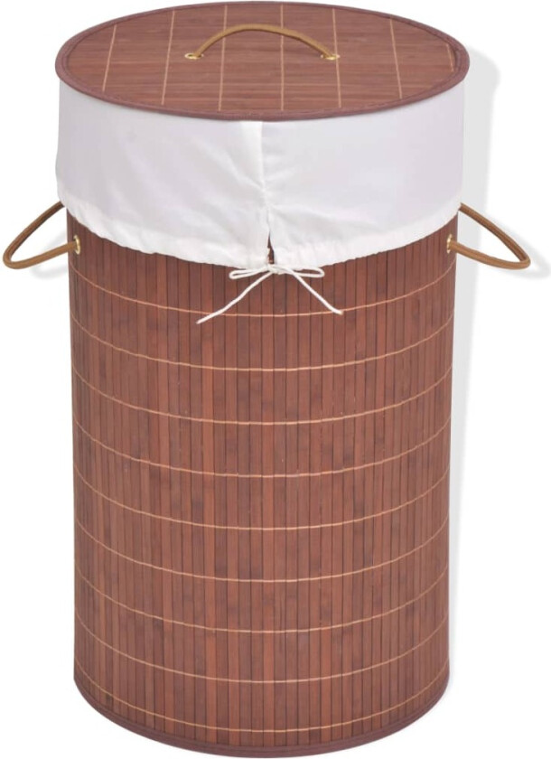 Skittentøyskurv bambus rund brun