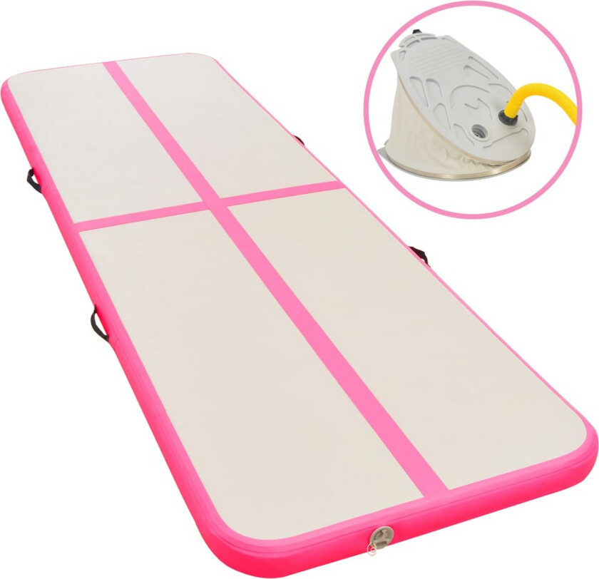 Oppblåsbar gymnastikkmatte med pumpe 700x100x10 cm PVC rosa