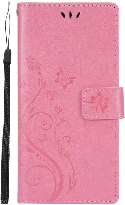 Samsung Galaxy S21+ (Plus) PU Skinndeksel m. Lommebok - Blomster Imprint - Rosa