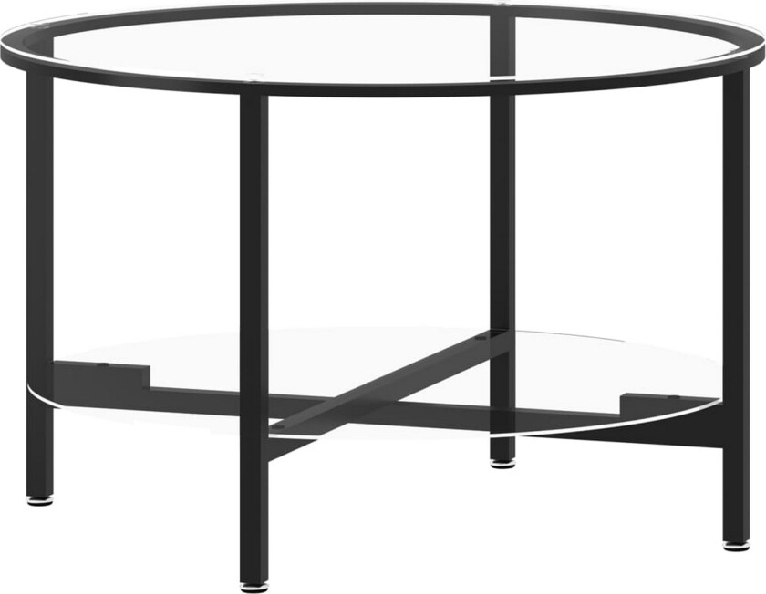 Tebord svart og gjennomsiktig 70 cm herdet glass