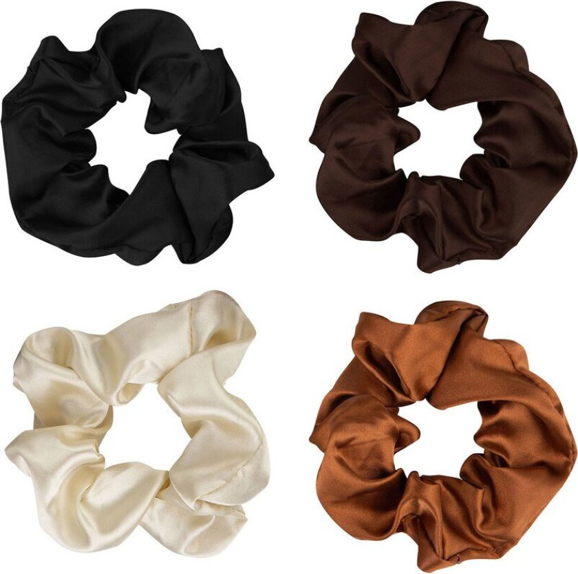 Natural Satin Scrunchies 4pcs