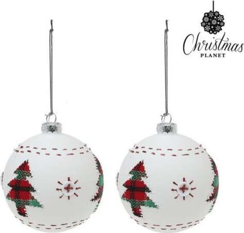 Juletrekuler 8 cm (2 uds) Glass Hvit