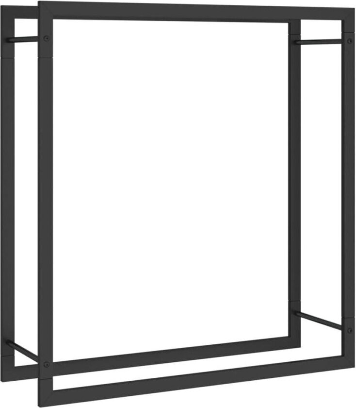 Vedstativ stål matt 80x28x86 cm - sort