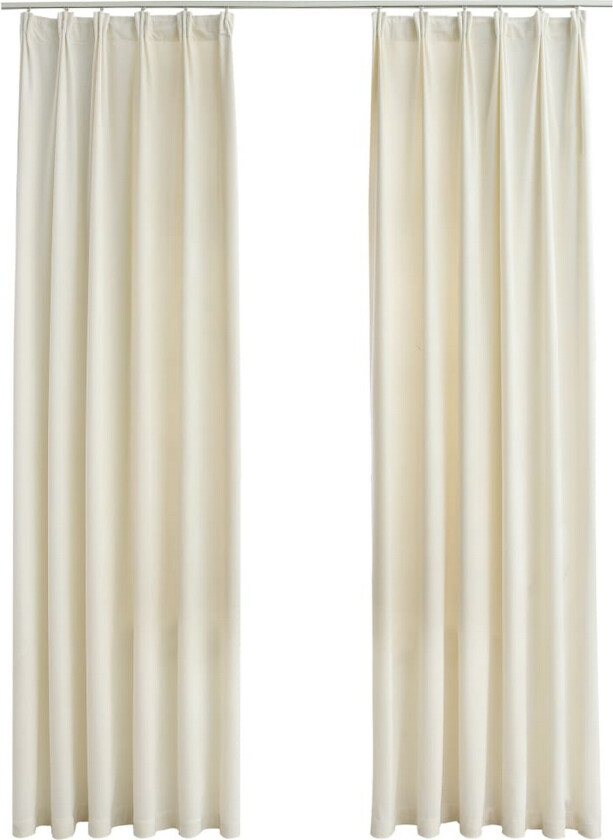 Bilde av Lystette gardiner med kroker 2 stk fløyel krem 140x225 cm