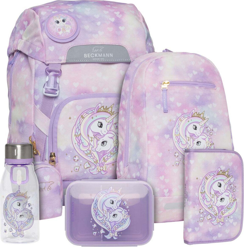 Pakke skolesekk 1.kl Unicorn Princess Purple 22L