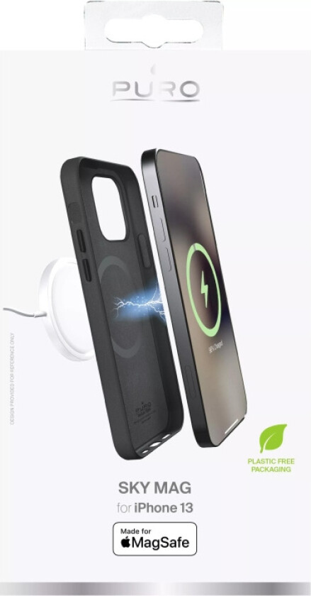 iPhone 13 Deksel - Sky Mag Leather Look - MagSafe Kompatibel - Svart