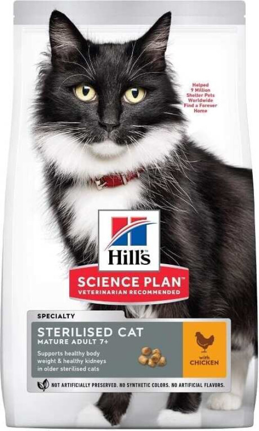 Hill's Science Plan Cat Mature Adult 7+ Sterilised Kylling (1,5 kg)
