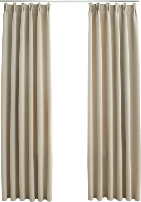 Lystette gardiner med kroker 2 stk beige 140x175 cm