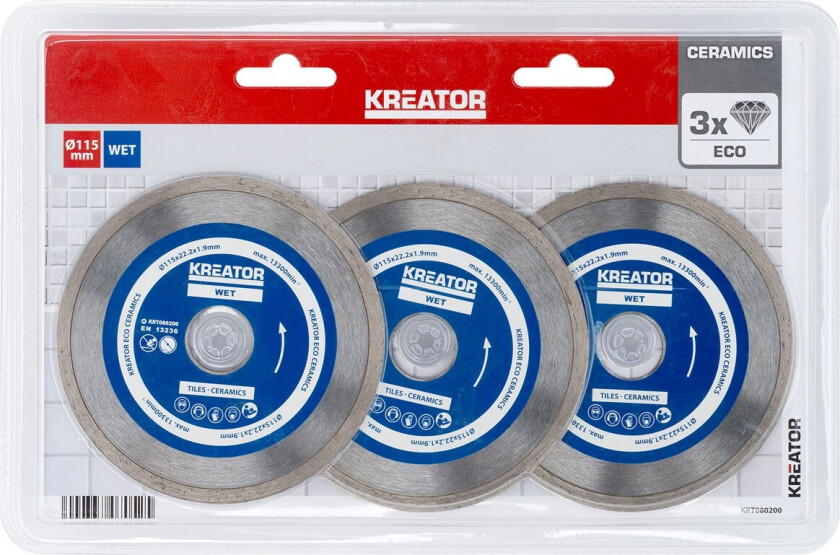 Diamantblader for fliser 115 mm - 3 stk