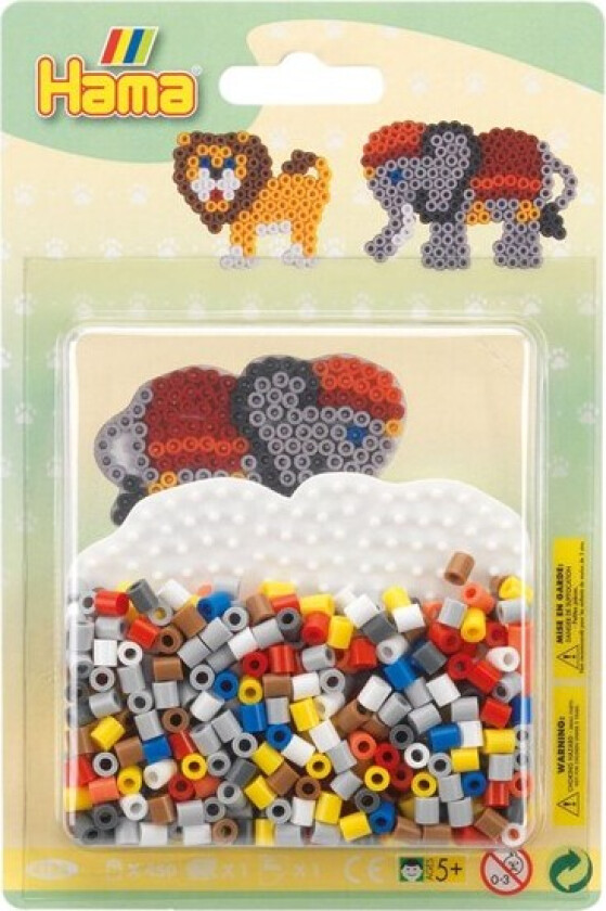Midi Perlesett Blisterpakke 450 Perler - Elefant Og Løve