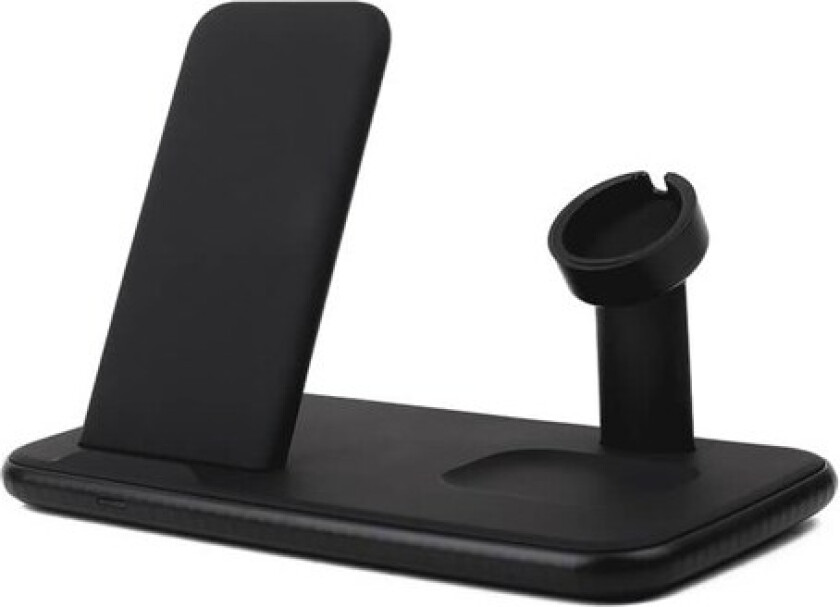 Trådløs Tripple QI Lader USB-C 20W Svart Mobil/Watch/Airpods