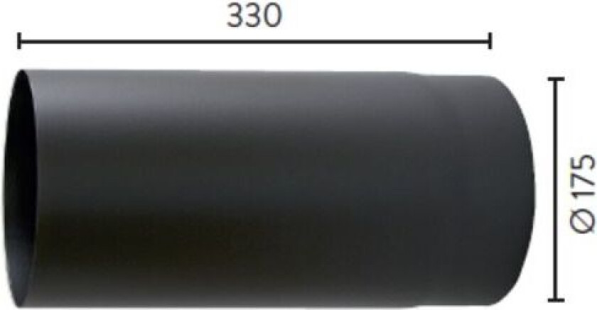 Røykrør ø175 l330 rett mbe matt sort emalje 2,3mm
