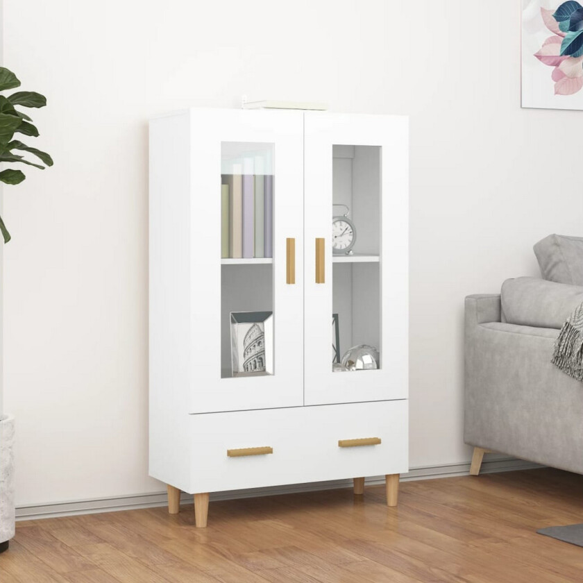 Highboard hvit 70x31x115 cm konstruert tre