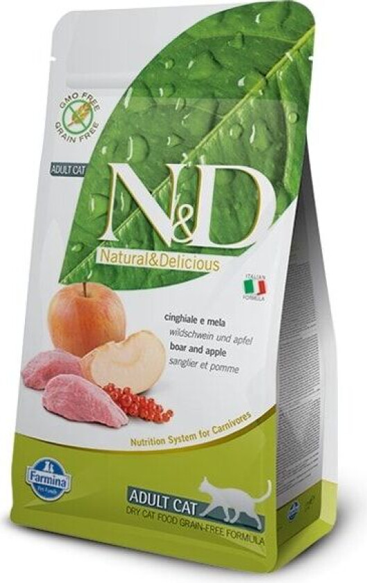 N&D Prime Wild Boar & Apple Adult Tørrfôr til katt 1,5 kg