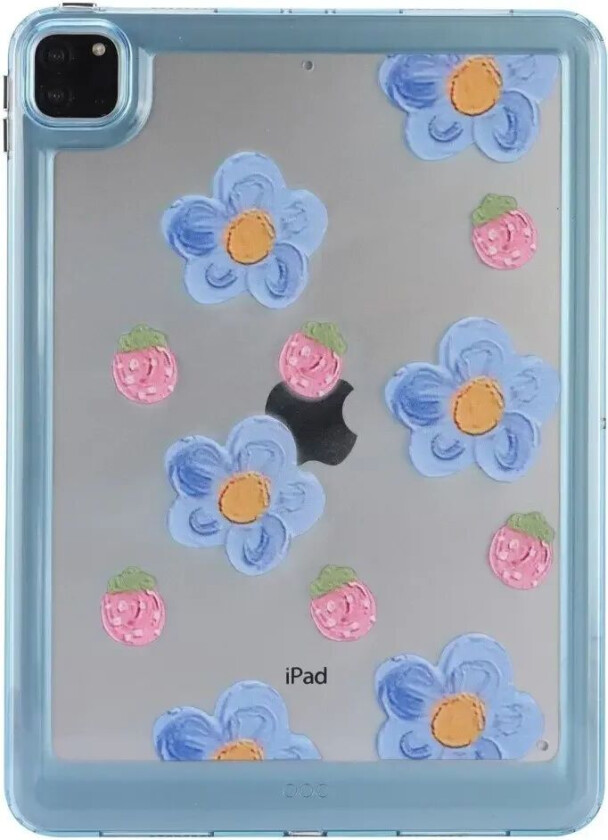 iPad Pro 11" ( 2022 / 2021 / 2020 / 2018) Fleksibelt Plast Deksel - Blomster og Jordbær