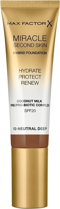 Miracle Second Skin Foundation Hydrate Protect Renew Spf20 30ml 12-Neutral Deep