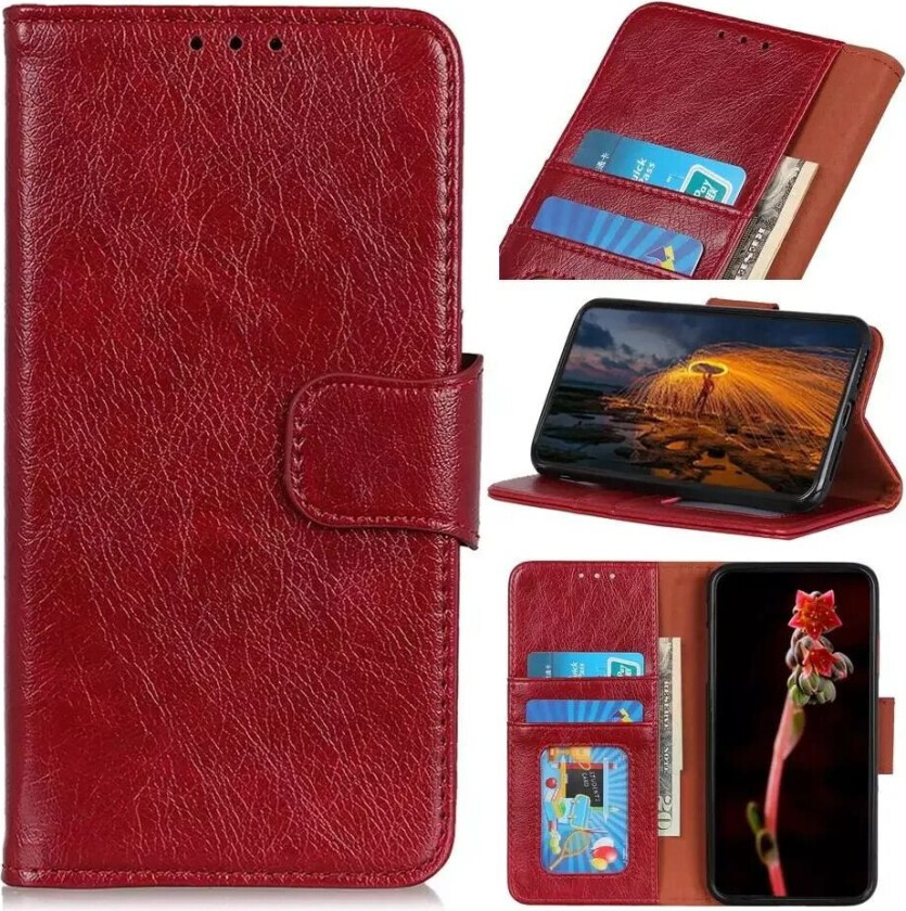 Samsung Galaxy A70 Skinn Flip Deksel - Rød