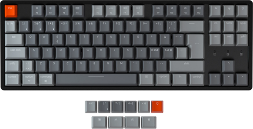 K8 RGB Aluminium Hot-Swap - Gateron Brown - Gamingtastatur - Uten numpad - Nordisk - Svart