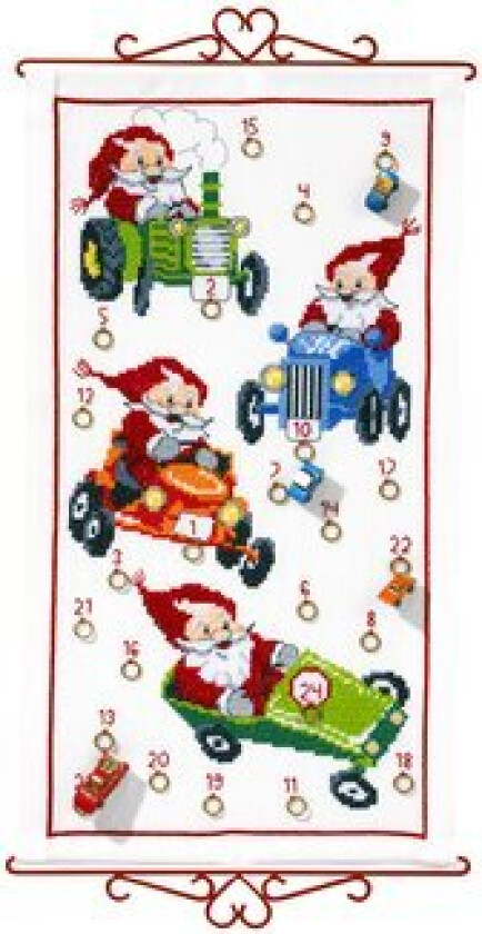 Brodersett Aida Julekalender Kalender Nisser 35x63cm